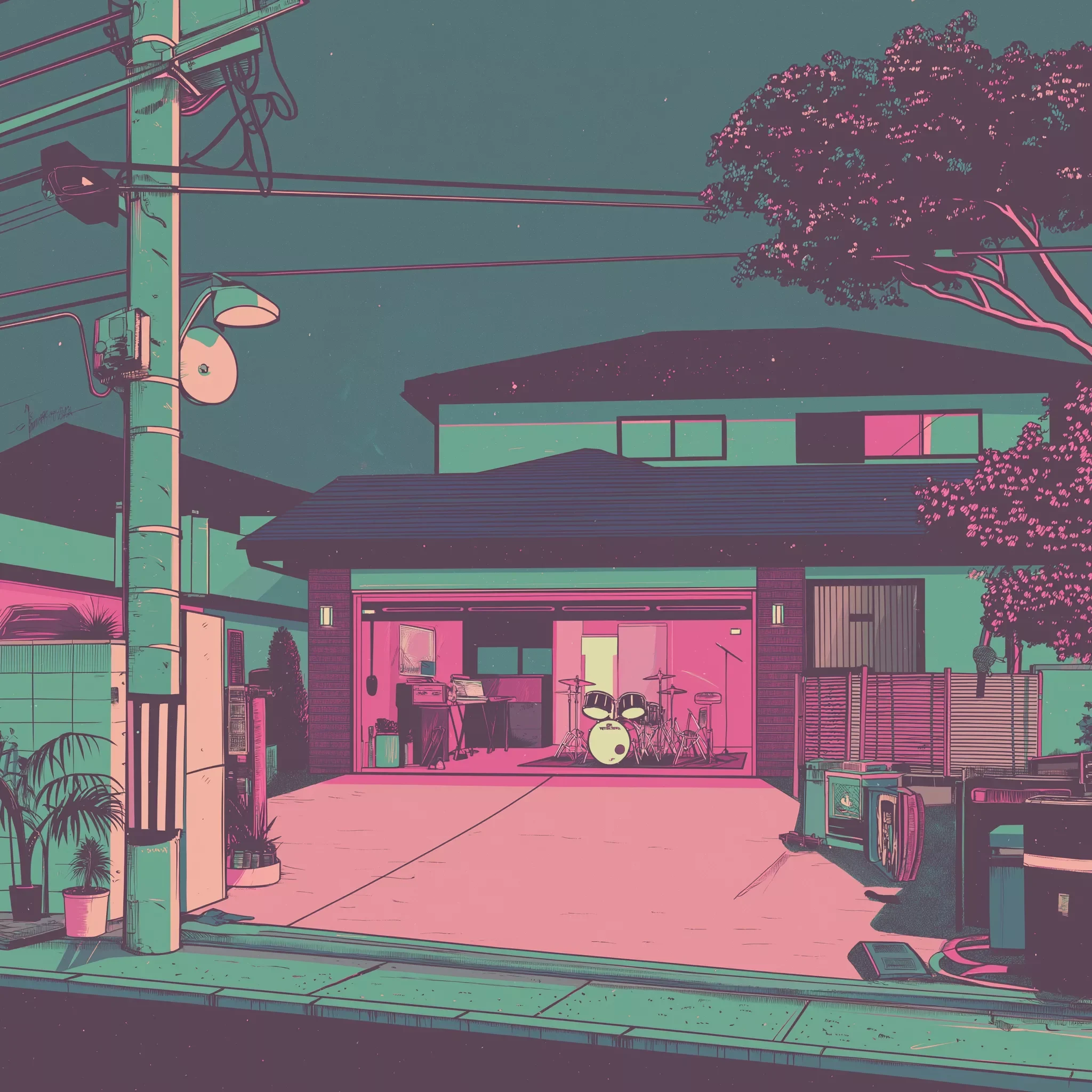 Anime city skyline artwork for ME & The Robots stories